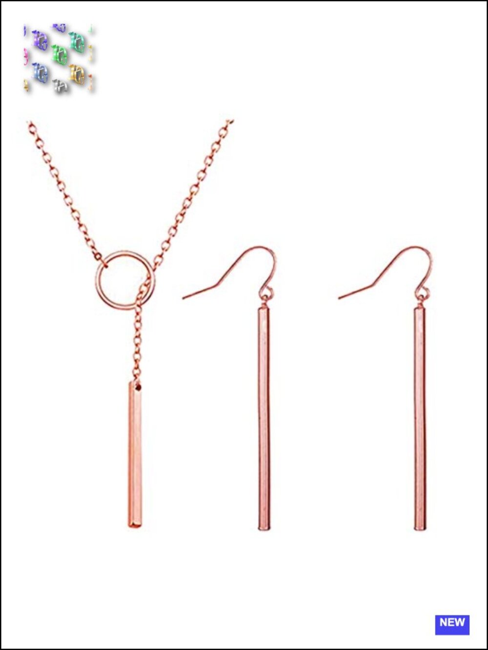 Gold Plated Dangle Earrings and Y-Necklace Set Delicate Layered Jewelry for